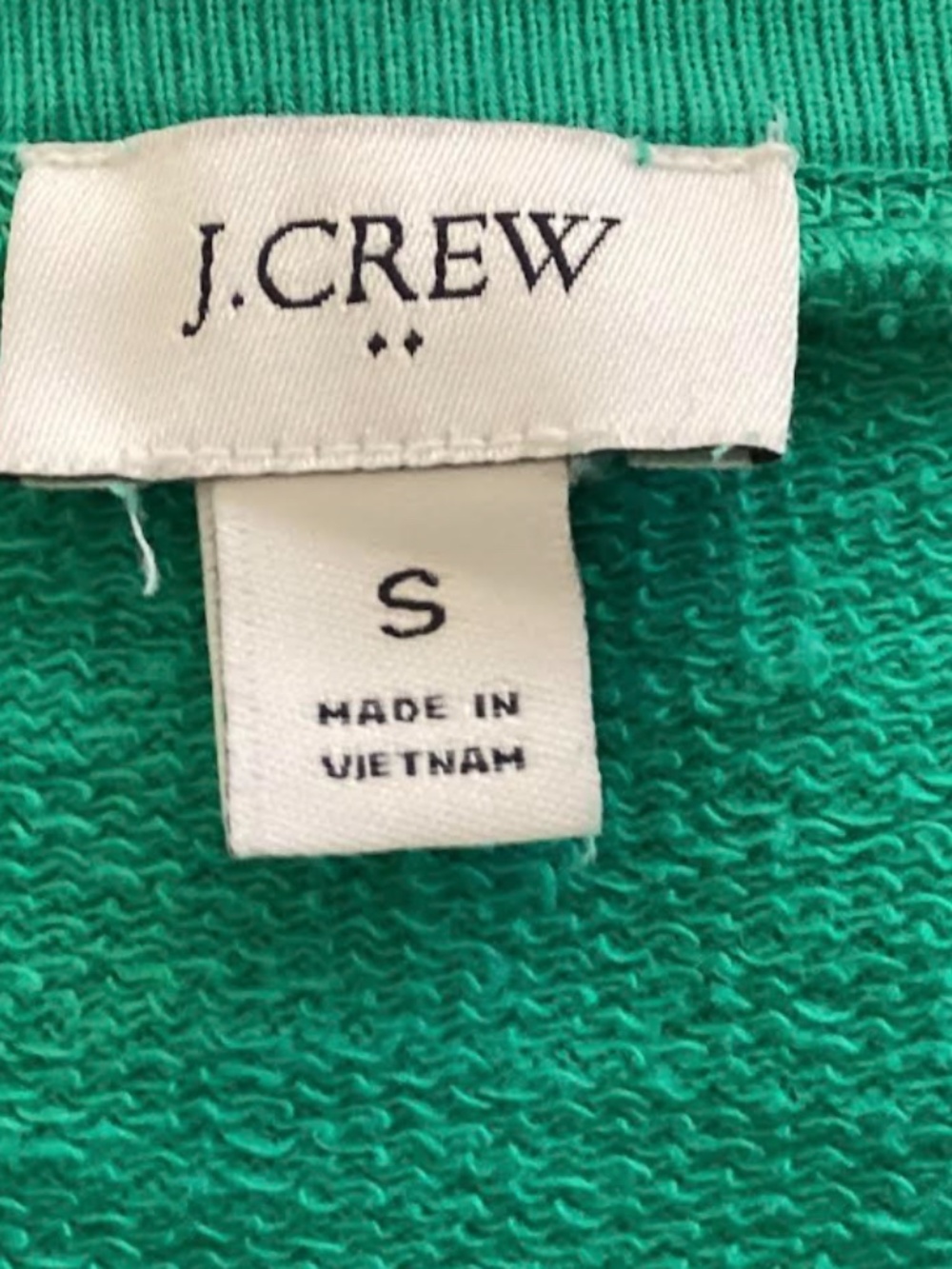 J Crew Womens Bright Green French Terry Long Sleeve Top, S - Picture 2 of 2